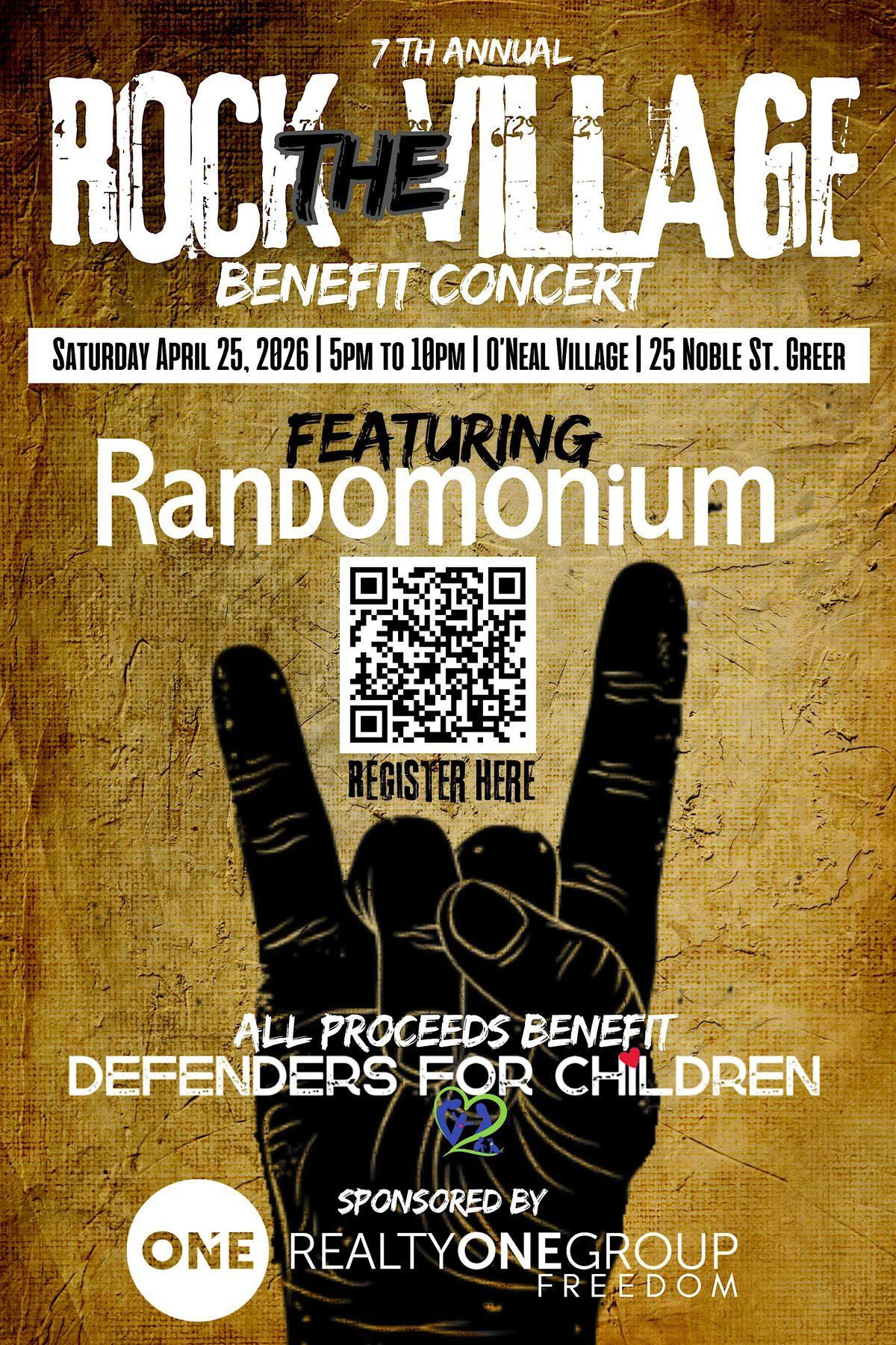 Rock the Village  w/Randomonium Benefit Concert, 25 April | Event in Greer | AllEvents