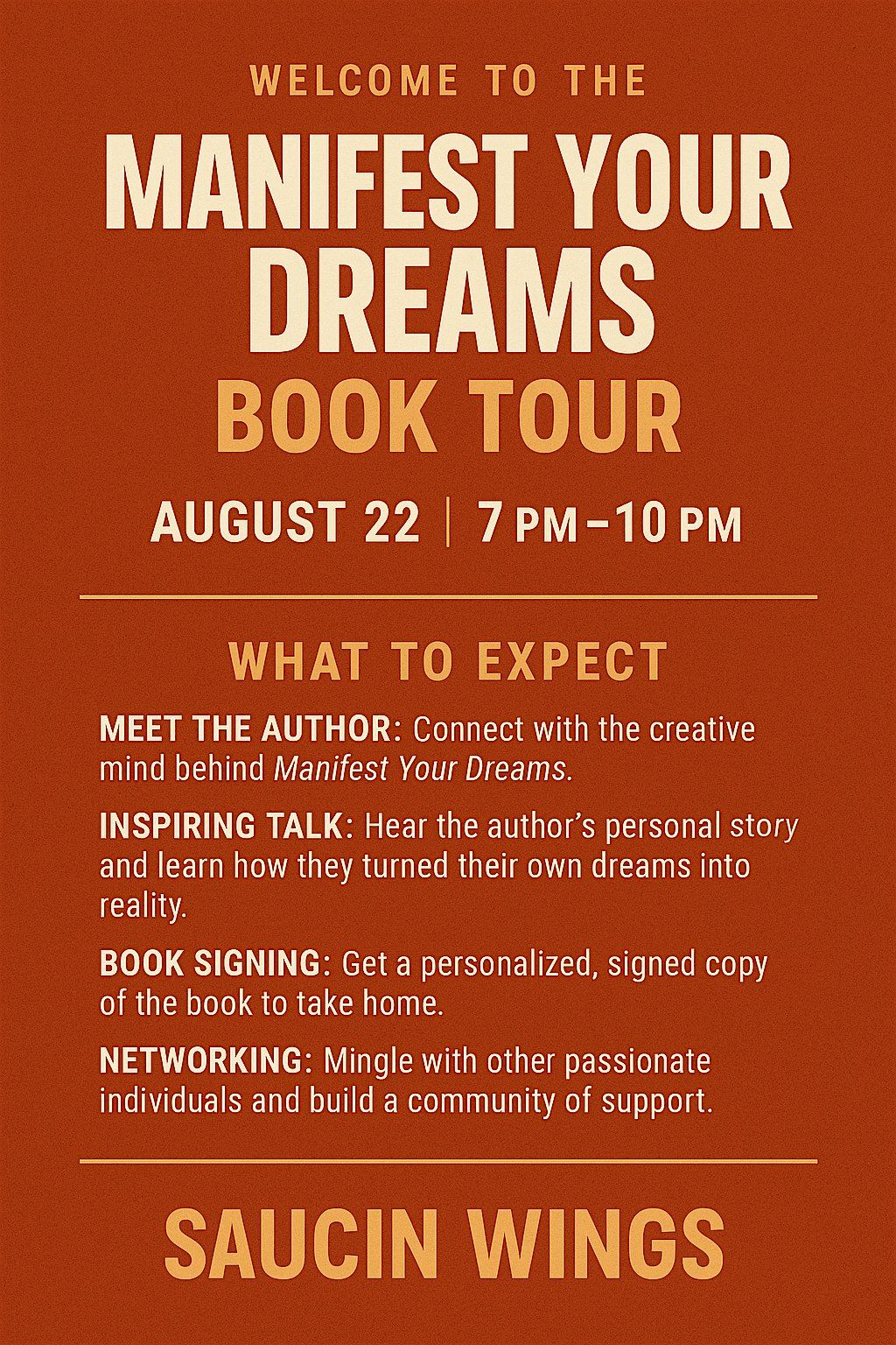 Manifest Your Dreams Book Tour, 22 August | Event in Tampa | AllEvents