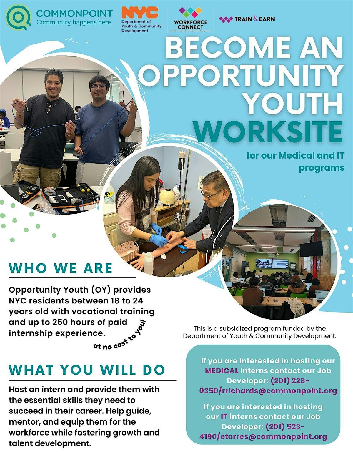 Become an Opportunity Youth Worksite: Host Medical & IT Interns at No Cost, 21 November | Event in Queens