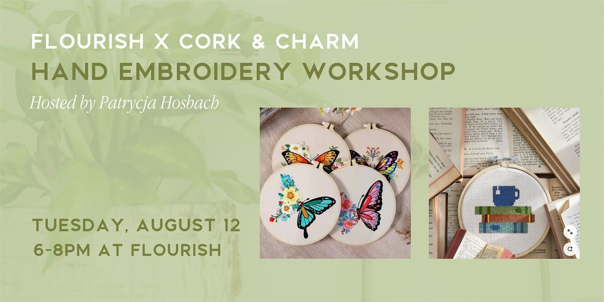 Hand Embroidery Workshop – Flourish x Cork and Charm, 12 August | Event in West Chester | AllEvents