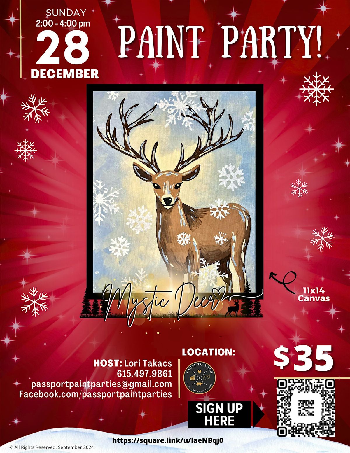 12.28.25 Mystic Deer Paint and Sip at Farm to Taco, 28 December | Event in New Port Richey | AllEvents