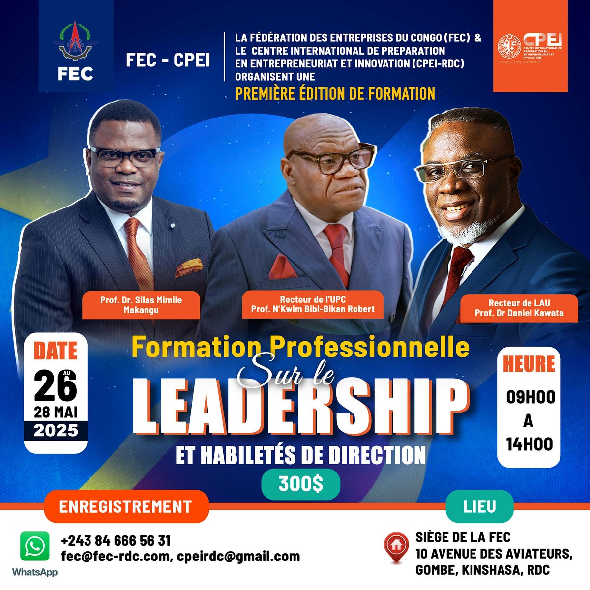 Formation en Leadership et habilité de direction, 26 May | Event in Kinshasa | AllEvents