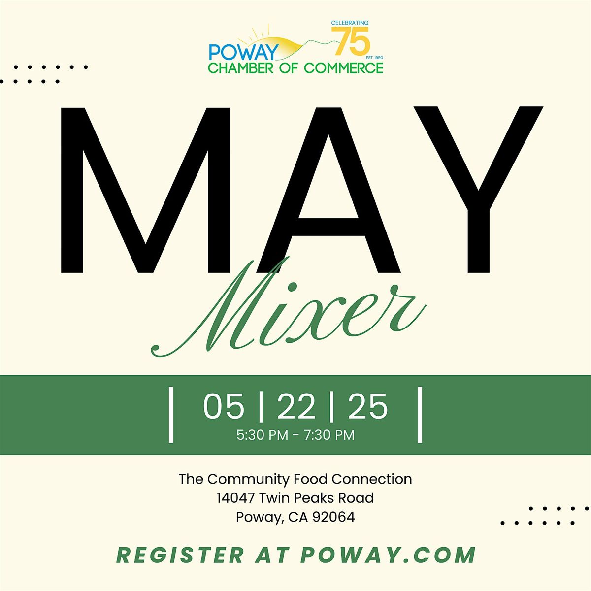 May Mixer, 22 May | Event in Poway | AllEvents