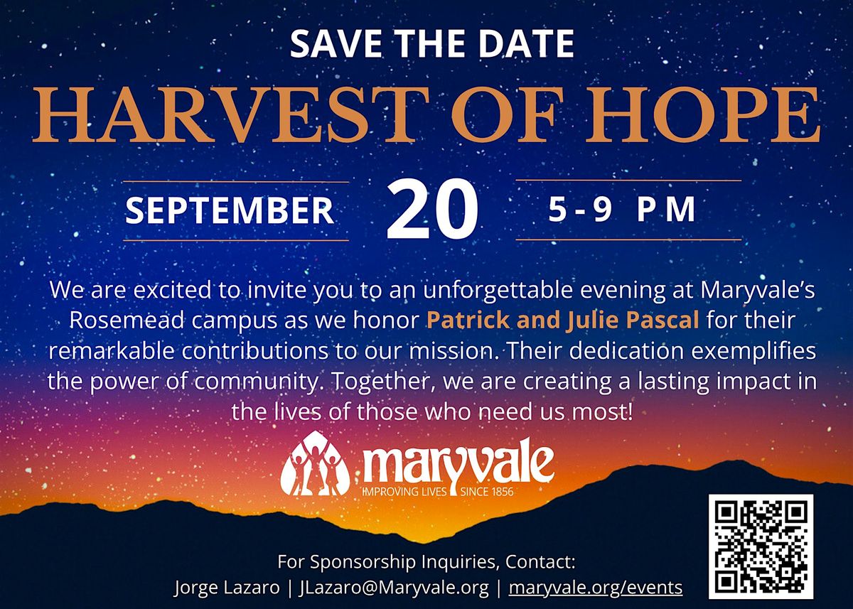 Maryvale Harvest of Hope Gala, 20 September | Event in Rosemead | AllEvents