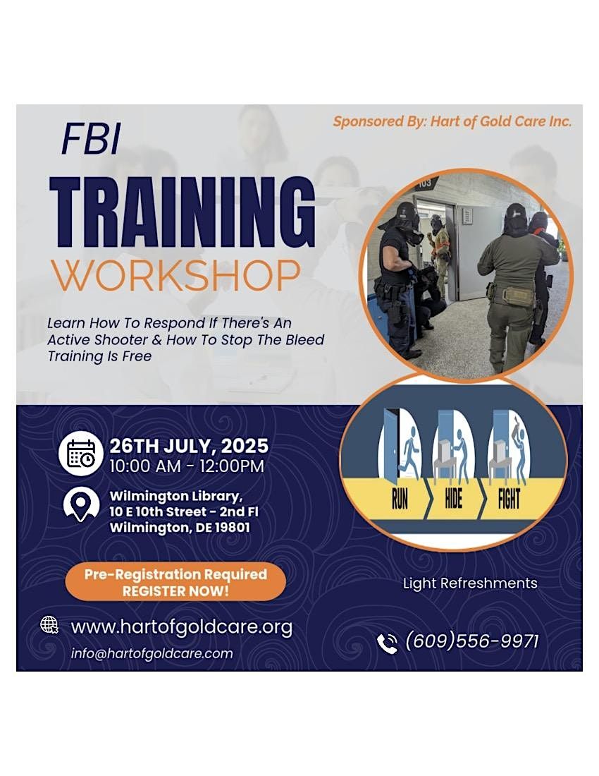 FBI Training - Learn How To Respond If There's An Active Shooter, 26 July | Event in Wilmington | AllEvents