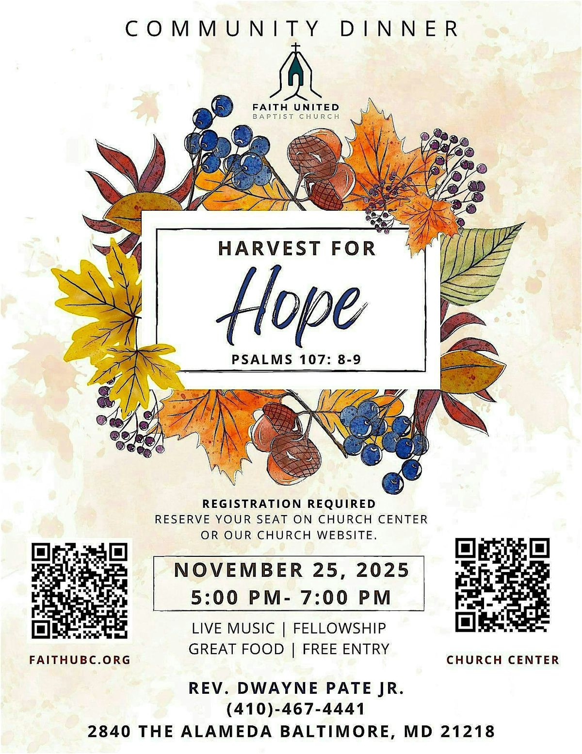 "Harvest for Hope" Community Dinner, 25 November | Event in Baltimore | AllEvents