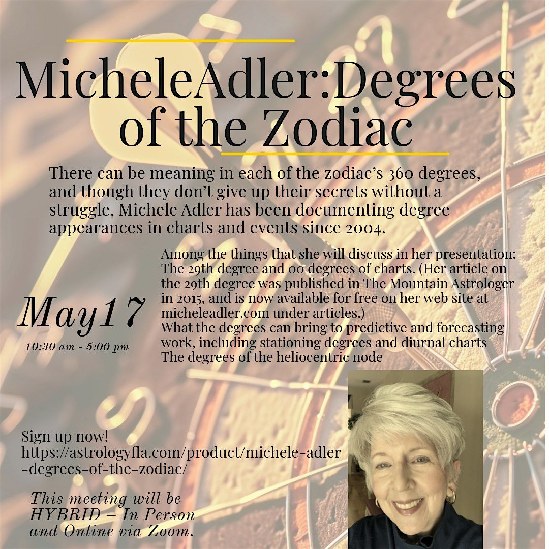 Michele Adler: Degrees of the Zodiac, 17 May | Event in Davie | AllEvents