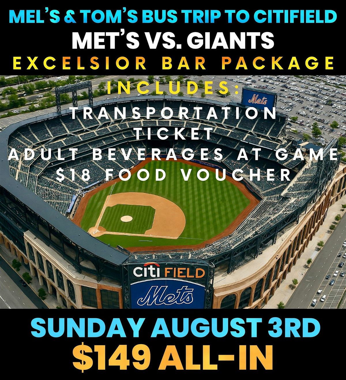 Mel's & Tom's Bus Trip To Citifield: Mets vs. Giants on Sunday, 8/3/25, 3 August | Event in Florida | AllEvents