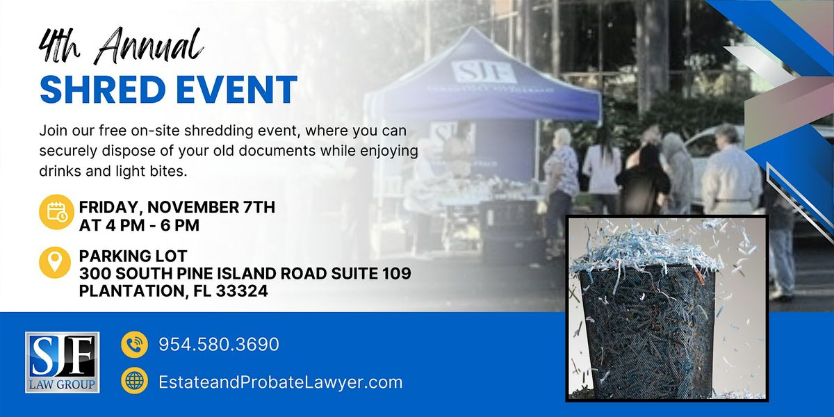4th Annual Shred Event, 7 November | Event in Plantation | AllEvents