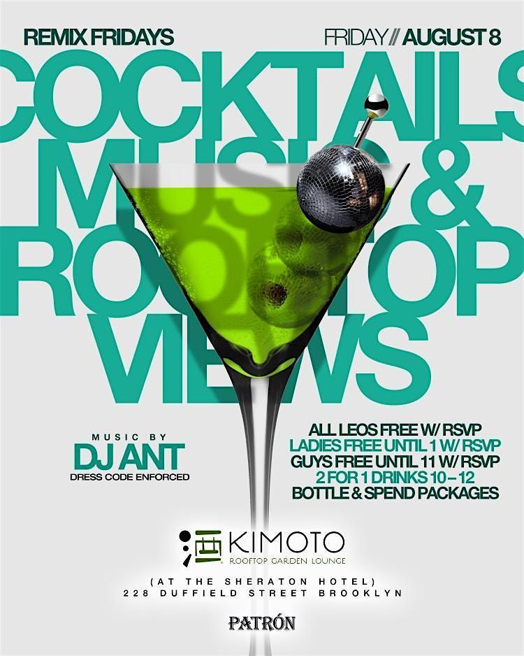 8/8 - Cocktail Music & Rooftop Views At Kimoto Rooftop (PREMIERE Guestlist), 8 August | Event in Brooklyn