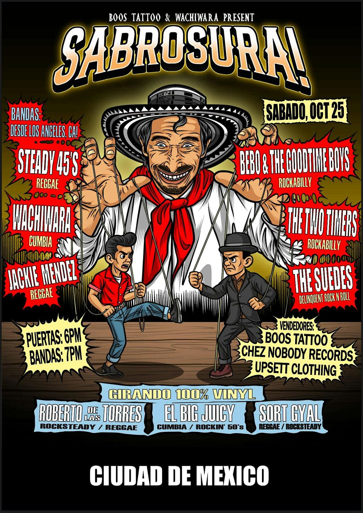 STEADY 45'S,  JACKIE MENDEZ, WACHIWARA, BEBO & GTB, TWO TIMERS, THE SUEDES, 25 October | Event in Ciudad de México