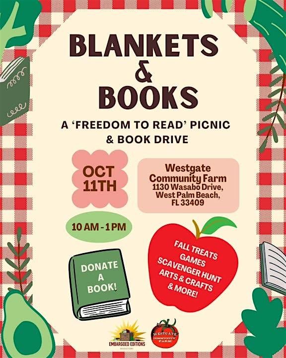 Blankets and Books picnic and Book drive, 11 October | Event in West Palm Beach | AllEvents