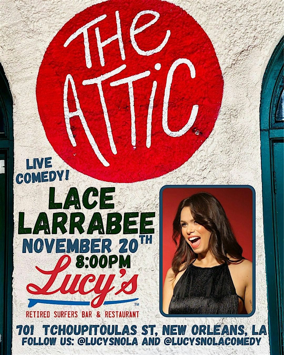 Lace Larrabee in "The Attic" at Lucy's Retired Surfer's Bar and Restaurant, 20 November | AllEvents