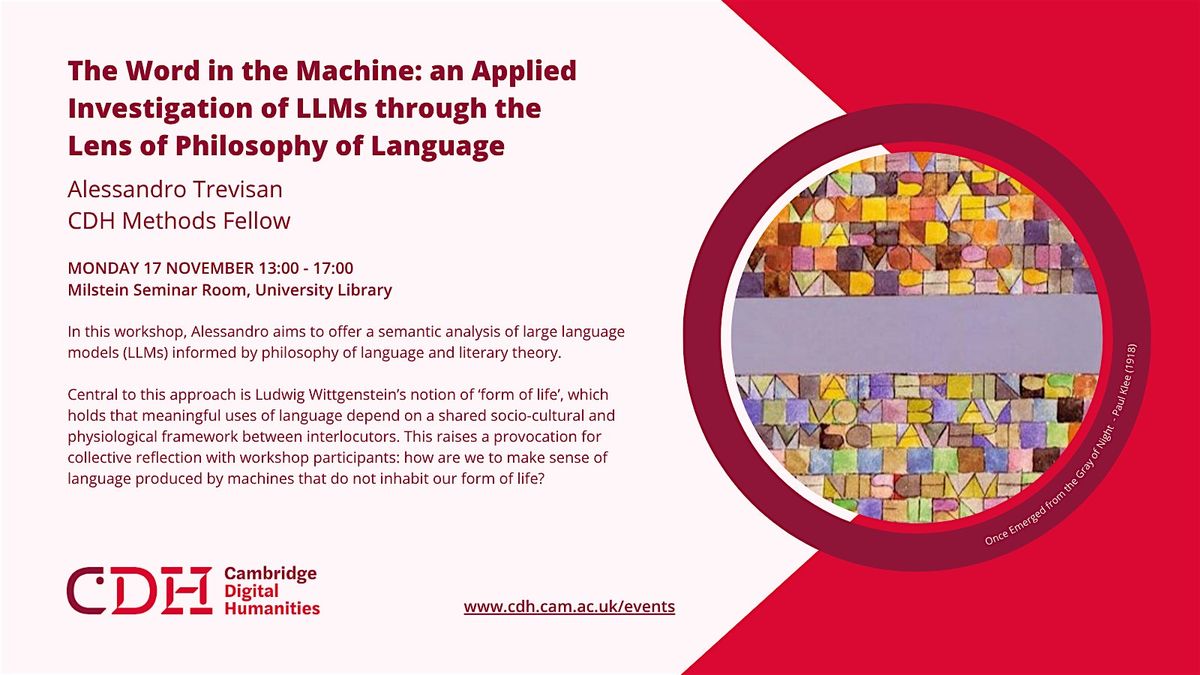 The Word in the Machine: a Philosophical Investigation of LLMs, 17 November | Event in Cambridge | AllEvents
