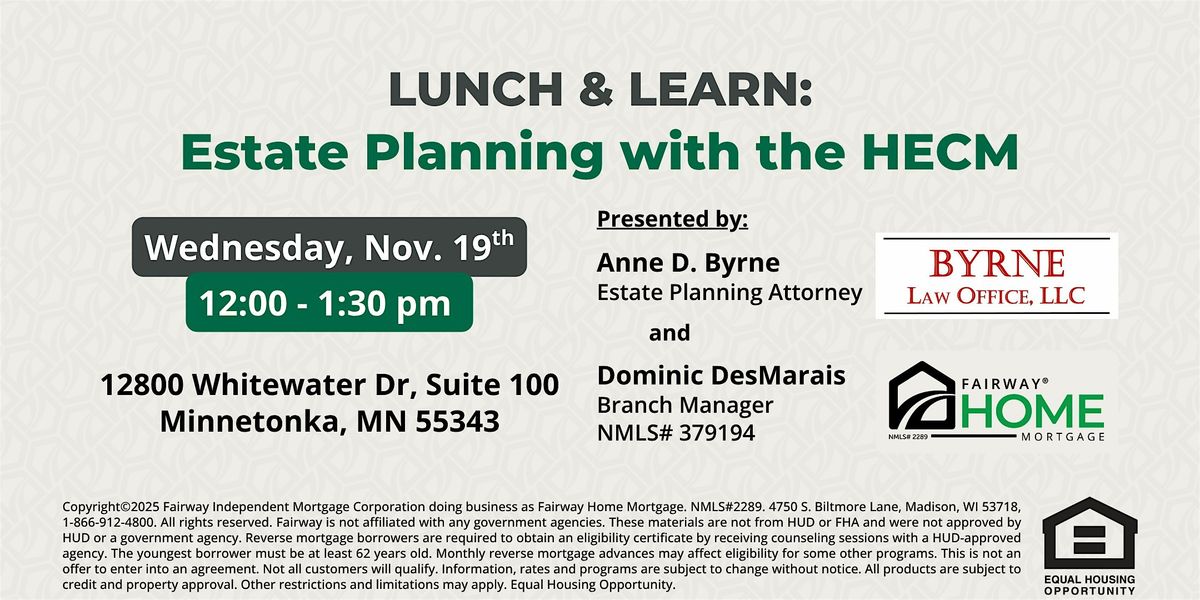 Estate Planning with the HECM, 19 November | Event in Minnetonka | AllEvents