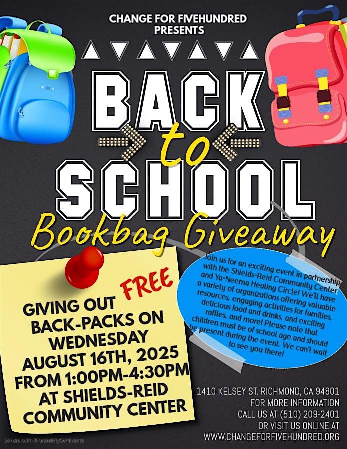 Change For Fivehundred 5th Annual Backpack Giveaway Equip to Excel, 16 August | Event in Richmond | AllEvents