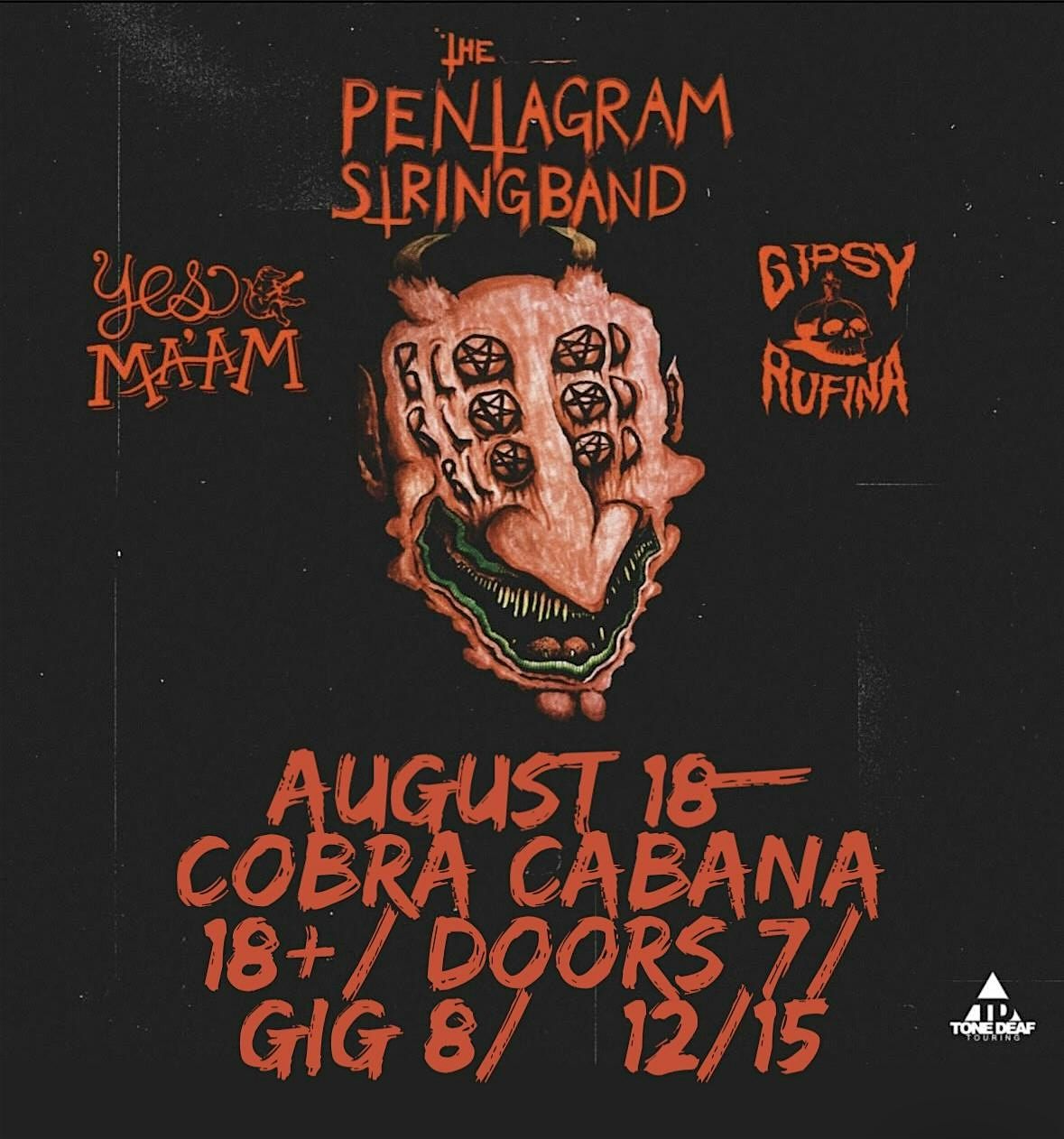 PENTAGRAM STRING BAND/ YES MA’AM/ GIPSY RUFINA @ Cobra Cabana 8/18, 28 July | Event in Richmond | AllEvents