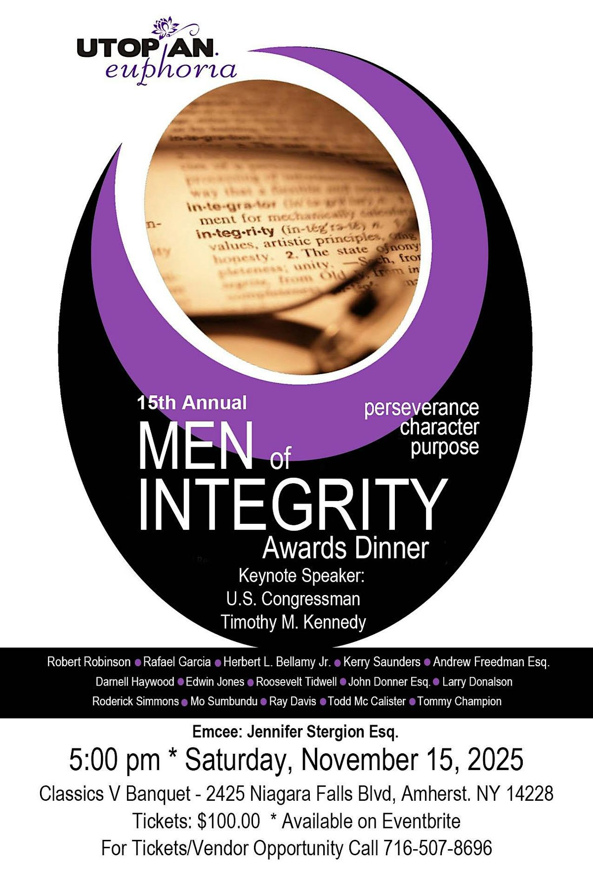 15th Annual Men of Integrity Awards Dinner, 15 November | Event in Amherst | AllEvents