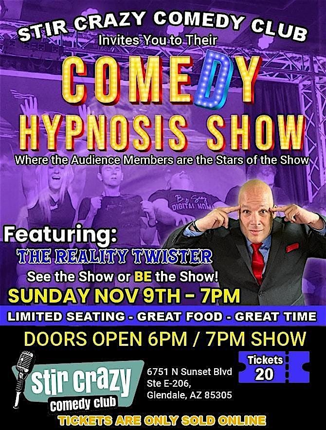 Comedy Hypnosis Show with Johnathan Smith aka The Reality Twister, 9 November | Event in Glendale | AllEvents