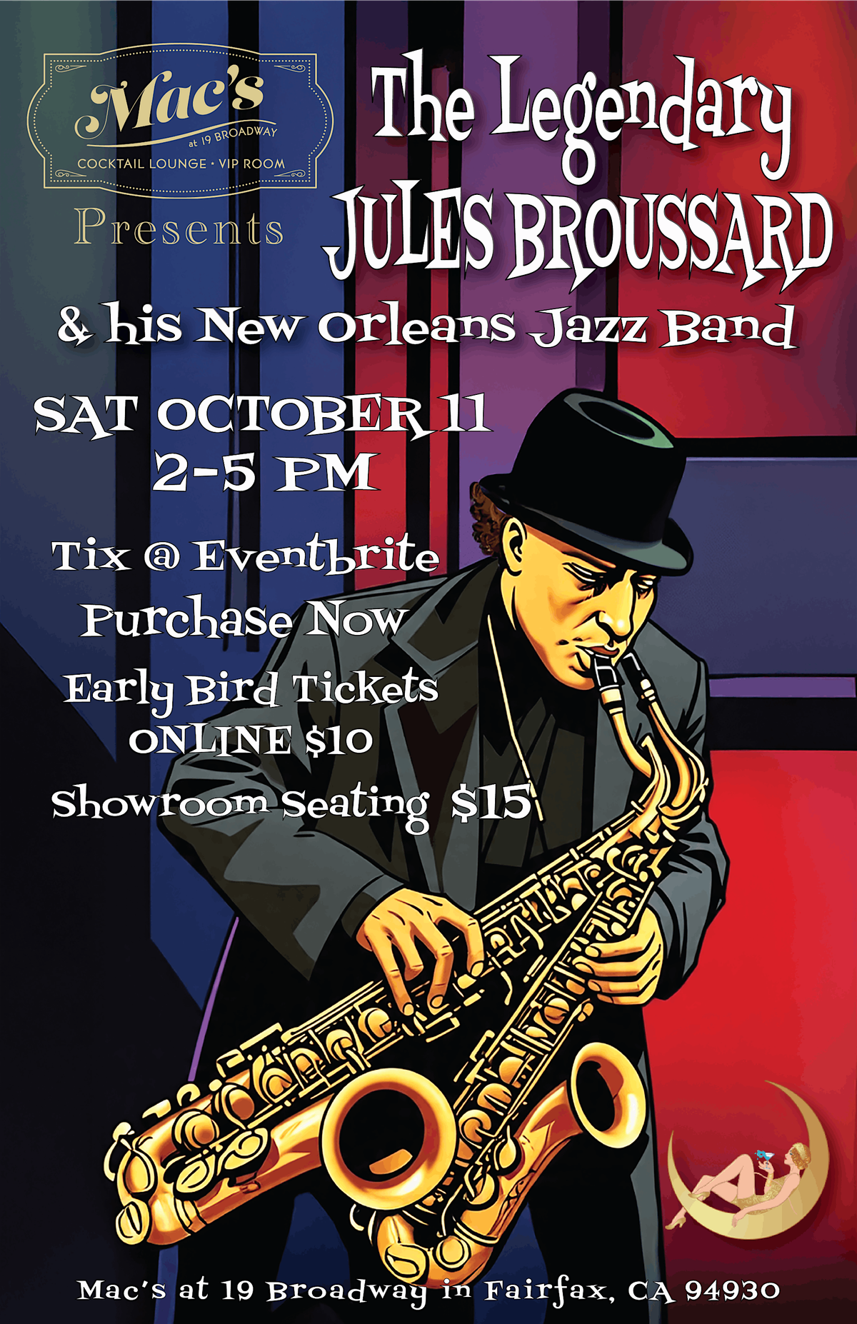 The Legendary Jules Broussard & His New Orleans Jazz Band – Live at Mac’s, 11 October | Event in Fairfax