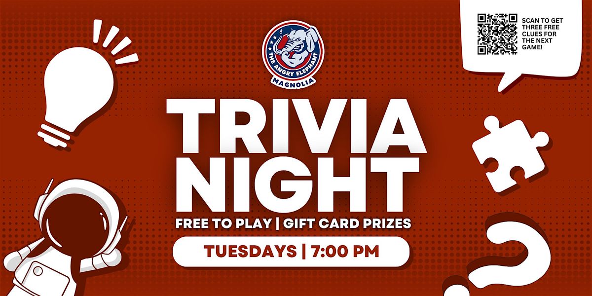 Trivia Night at The Angry Elephant Magnolia, 19 August | Event in Magnolia | AllEvents