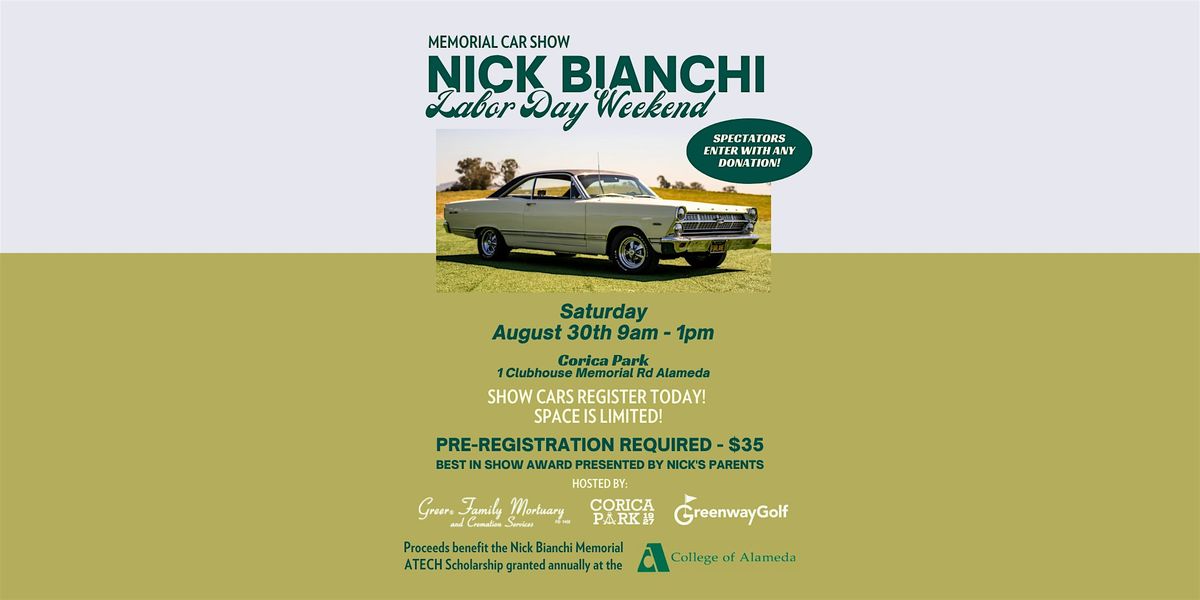 Nick Bianchi Memorial Car Show - 2025, 30 August | Event in Alameda | AllEvents