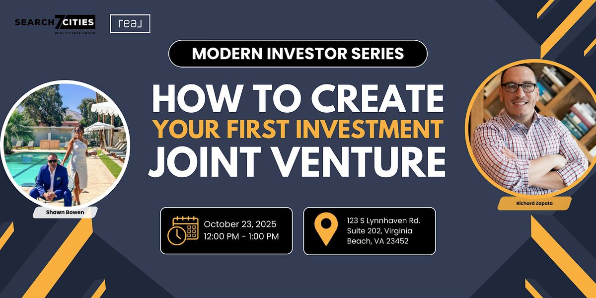 How to Create Your First Investment Joint Venture, 23 October | Event in Virginia Beach | AllEvents