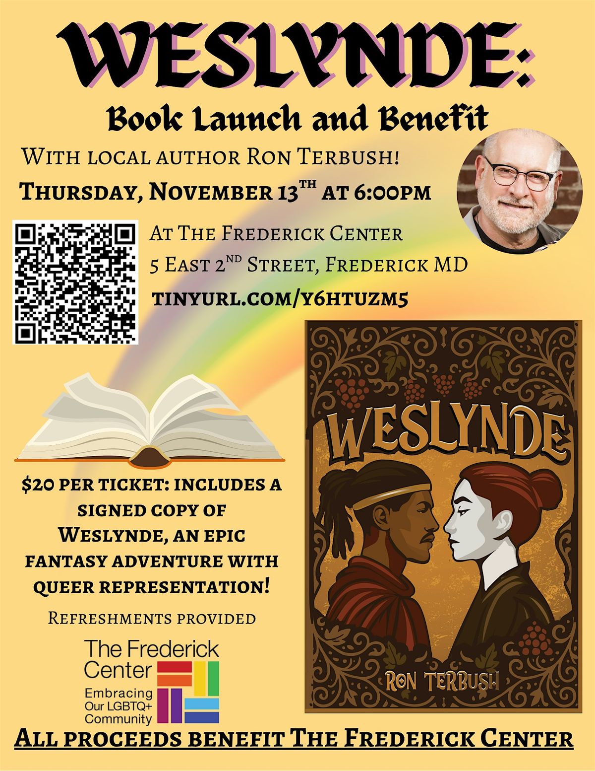 WESLYNDE Book Launch and Benefit with Author RON TERBUSH, 13 November | Event in Frederick | AllEvents