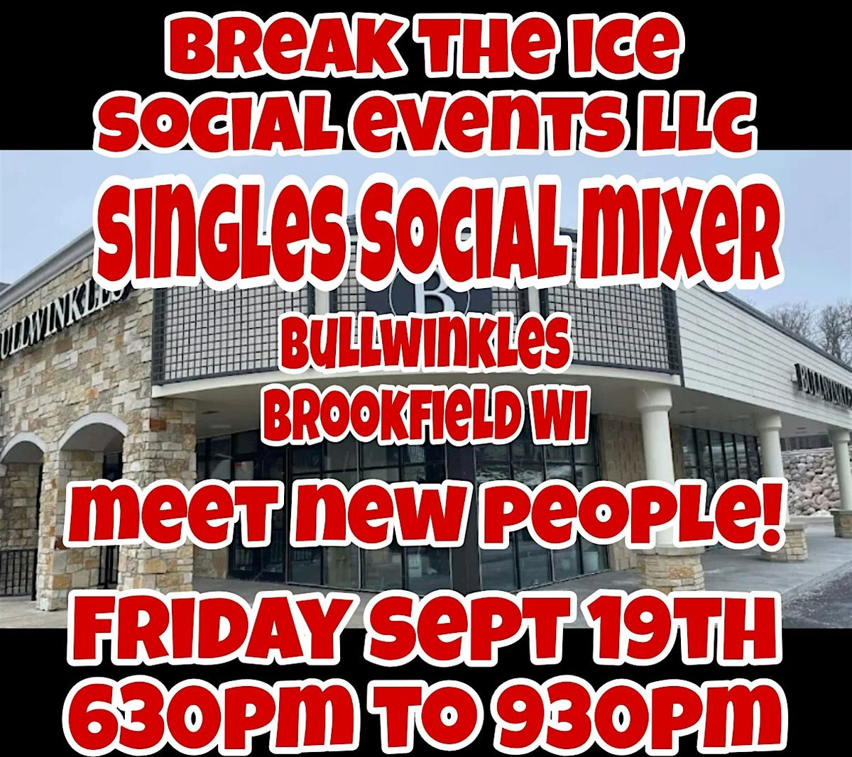 Singles Social Mixer Brookfield WI Bullwinkles, 19 September | Event in Brookfield | AllEvents