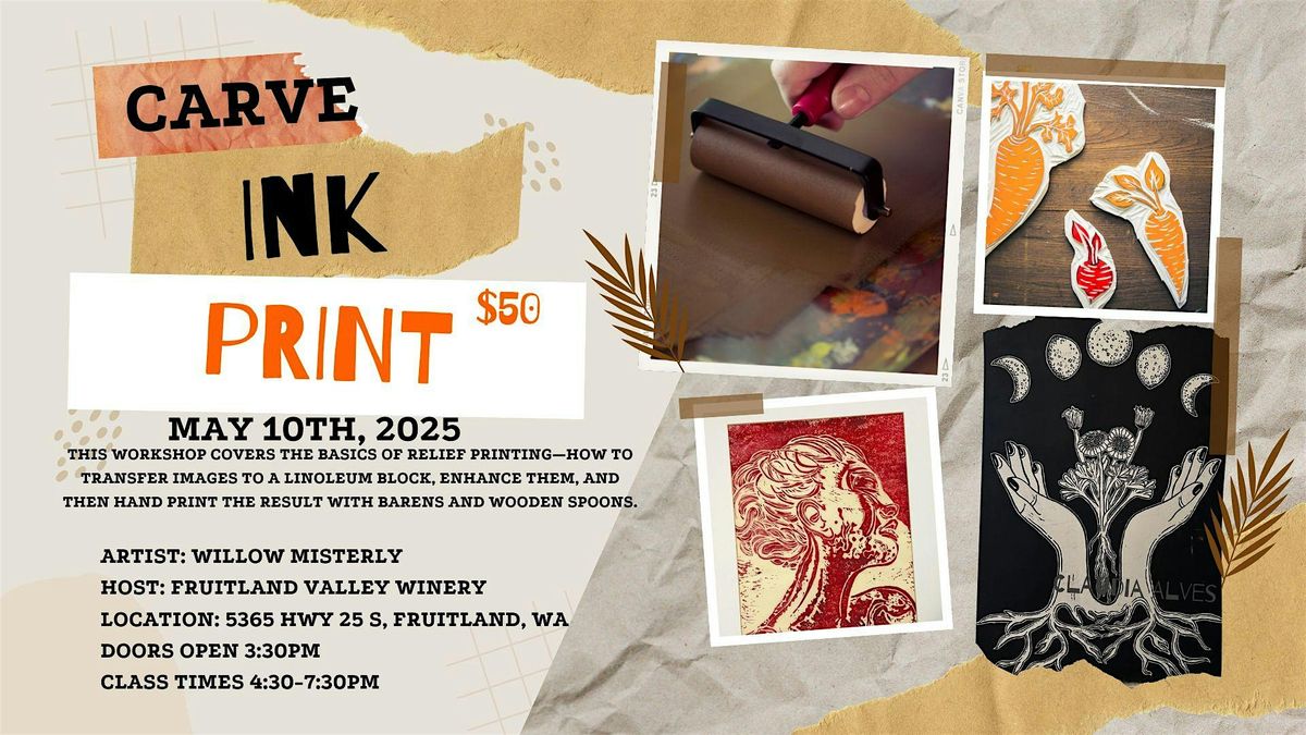 Carve - ink - print!  @ The Winery with Willow Misterly, 10 May | Event in Fruitland | AllEvents
