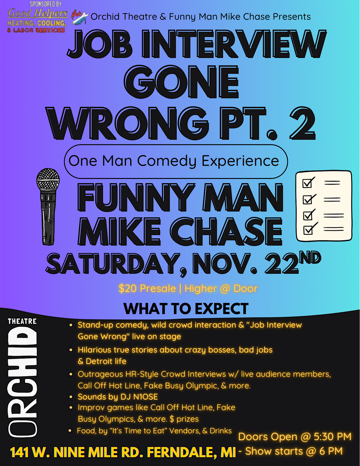 Job Interview Gone Wrong: Comedy, Music & Food w/ Funny Man Mike Chase, 22 November | Event in Ferndale