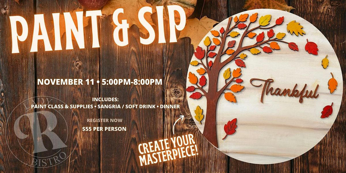 Paint and  Sip - Wood Doorhanger Thankful Tree, 11 November | Event in Menifee | AllEvents