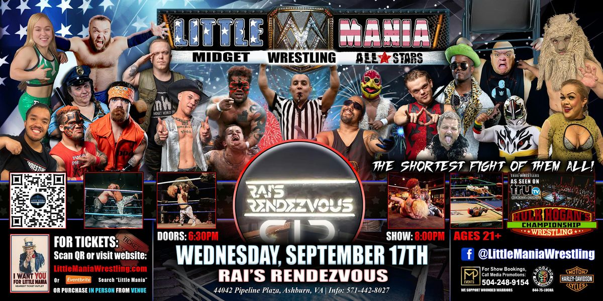 Ashburn, VA - Little Mania Midget Wrestling @ Rai's Rendezvous - WEDNESDAY!, 17 September | Event in Ashburn