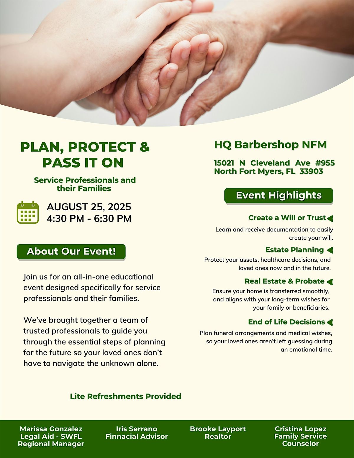 PLAN, PROTECT & PASS IT ON, 25 August | Event in North Fort Myers | AllEvents