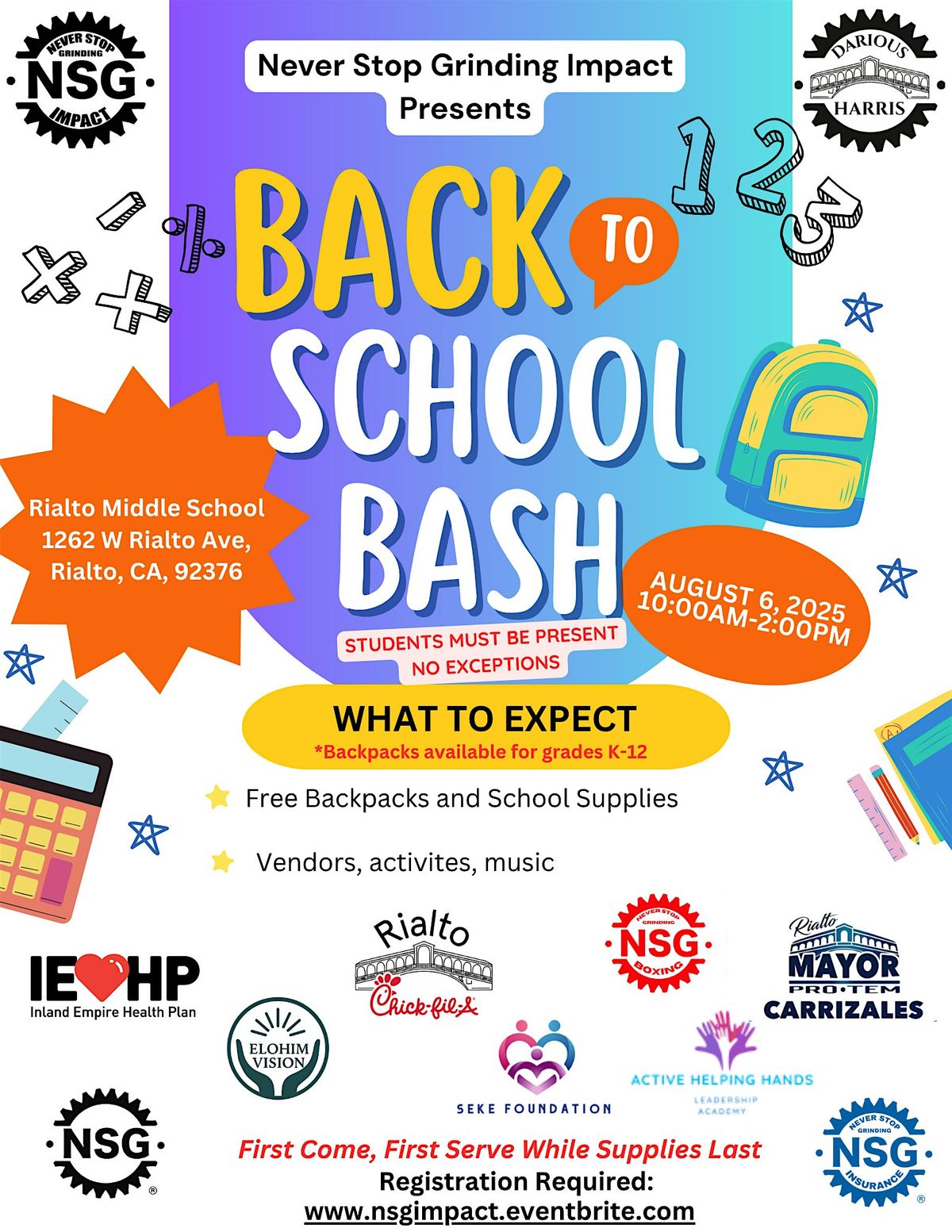 Back to School Backpack Giveaway, 6 August | Event in Rialto | AllEvents