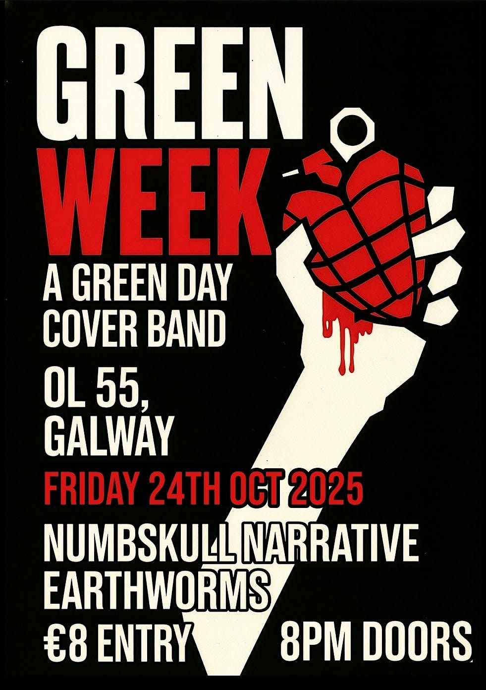 Green Week (A Green Day Tribute Act), Numbskull Narrative and Earthworms, 24 October | Event in Galway | AllEvents