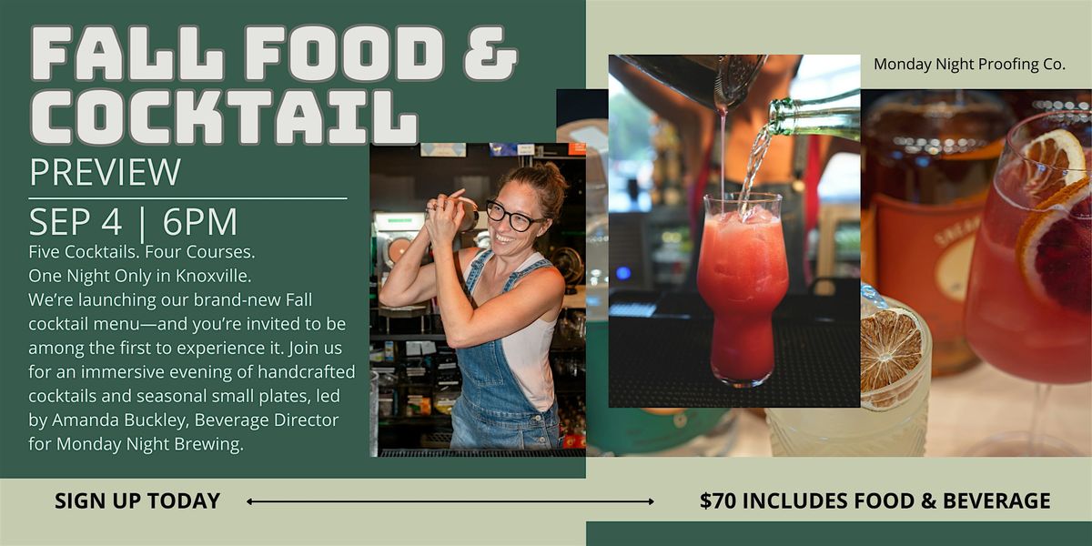 Fall Food & Cocktail Preview at Proofing Co., 4 September | Event in Knoxville | AllEvents