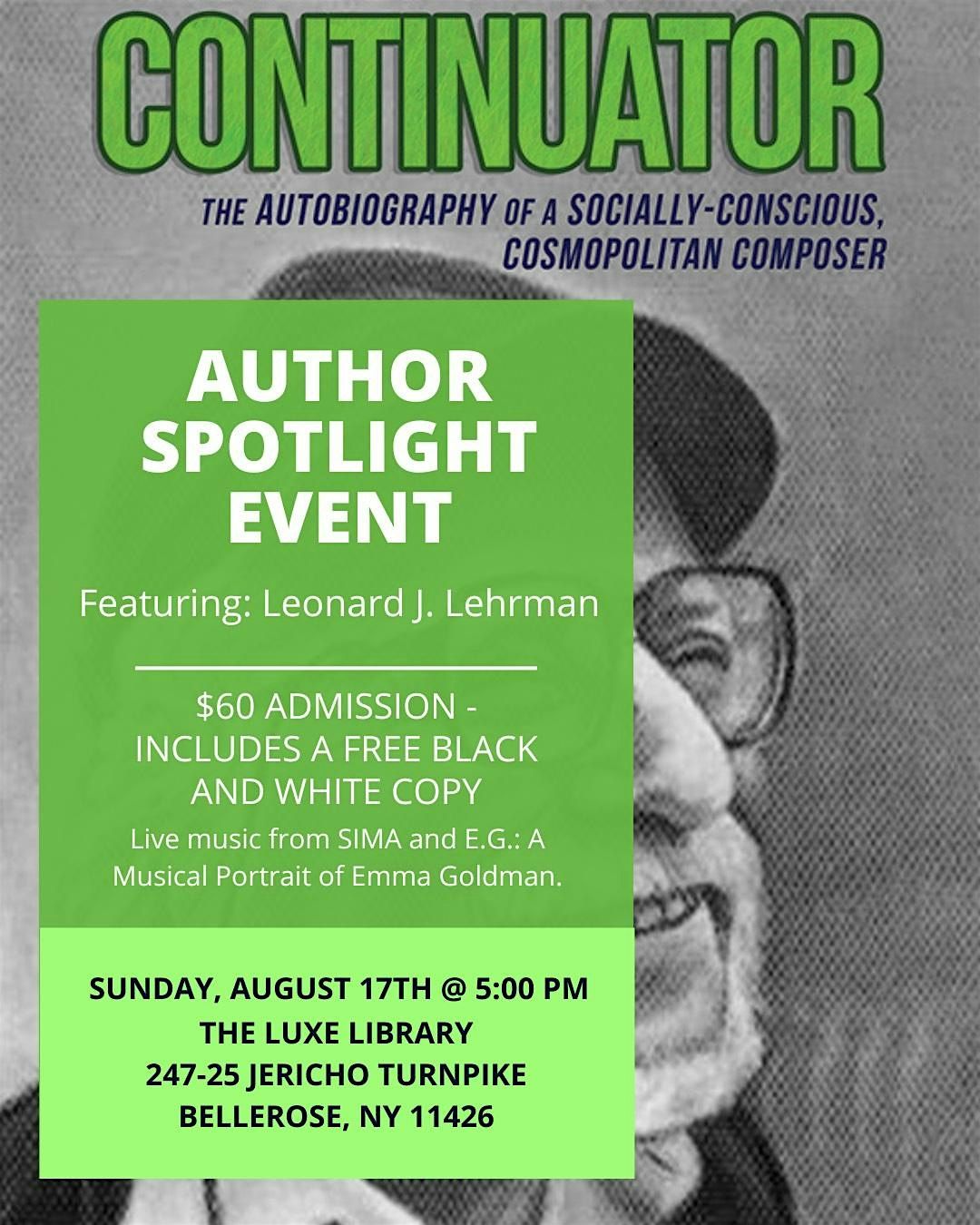Author's Spotlight for  Leonard J. Lehrman!, 17 August | Event in Bellerose | AllEvents