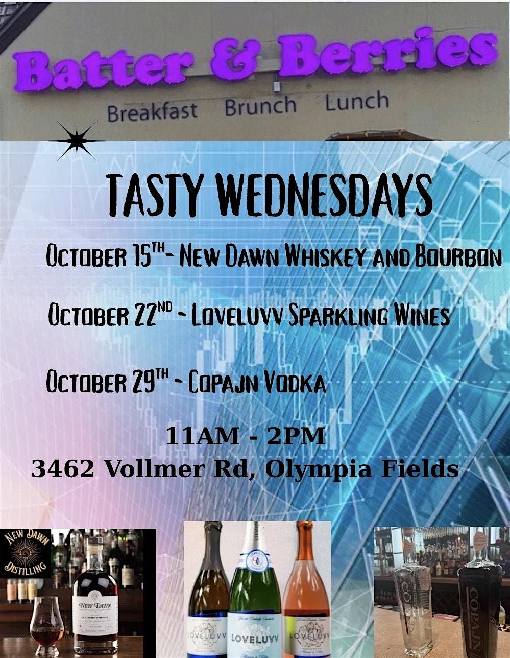 Tasty Wednesdays - Wine and Spirits Tastings at Batter and Berries, 15 October | Event in Olympia Fields | AllEvents