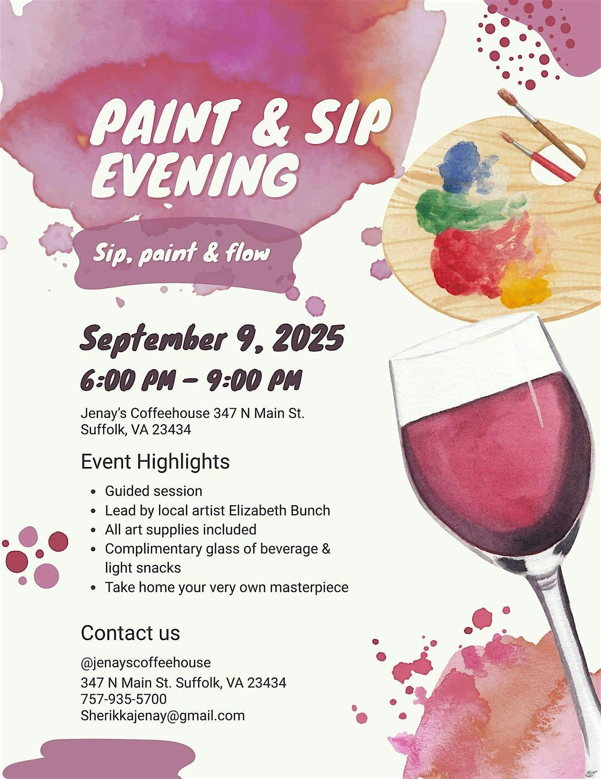 Paint and Sip, 9 September | Event in Suffolk | AllEvents