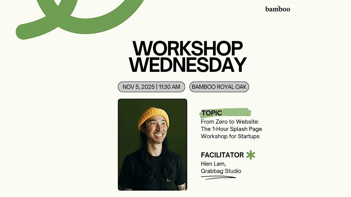 Workshop Wednesday: 1-Hour Splash Page Workshop for Startups, 5 November | Event in Royal Oak | AllEvents