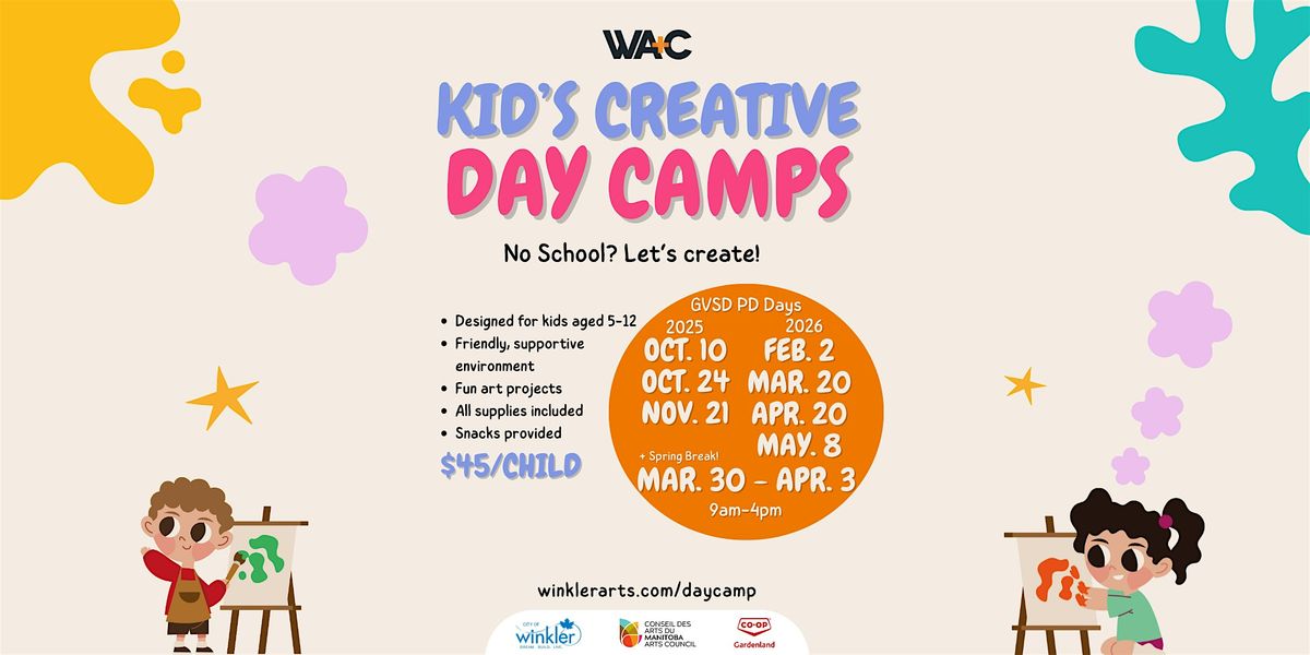 Kid's Creative Day Camps (PD Days and Spring Break), 10 October | Event in Winkler | AllEvents