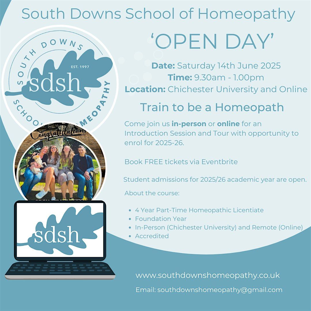 'OPEN DAY 2025' Southdowns School of Homeopathy (Virtual), 14 June | Online Event | AllEvents