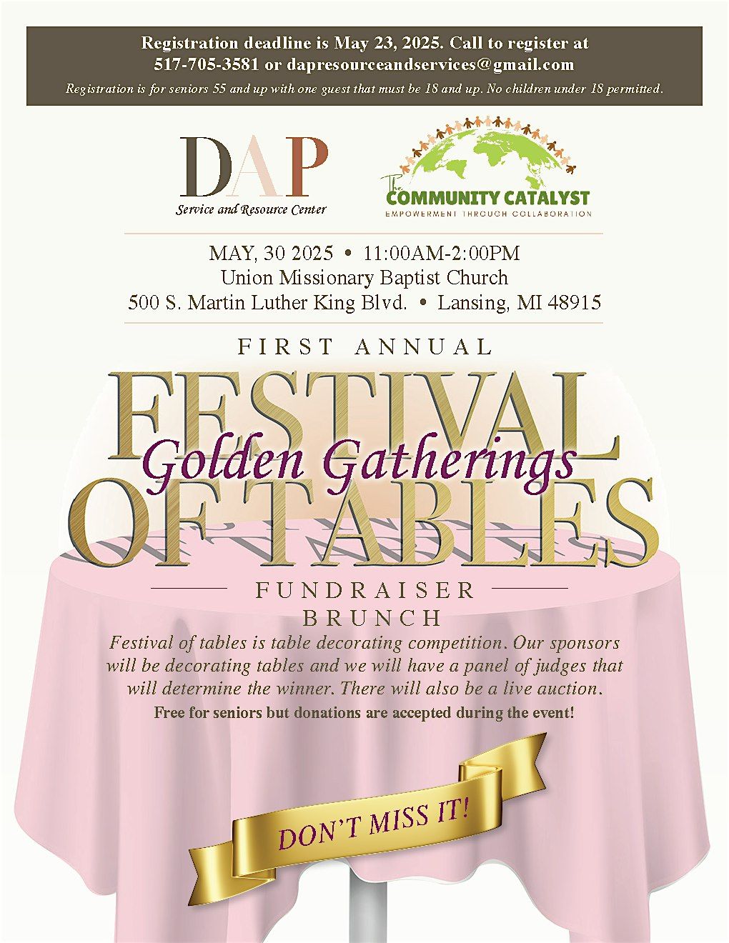 Golden Gatherings: Festival of Table Fundraiser Brunch, 30 May | Event in Lansing | AllEvents
