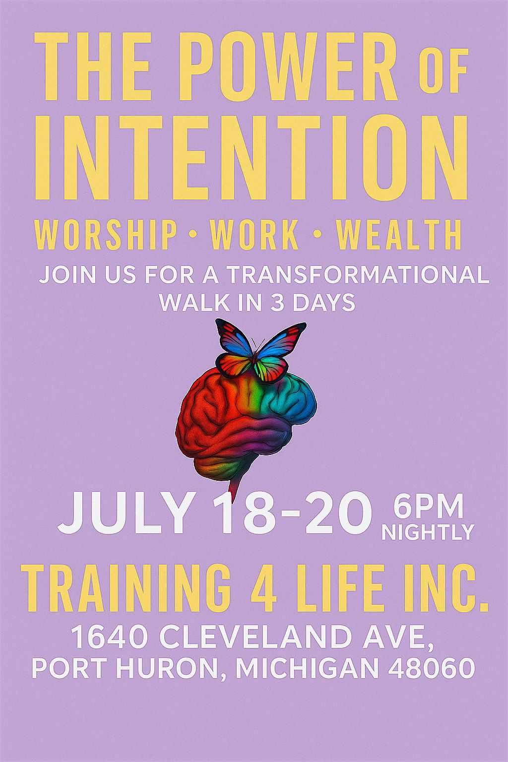Training 4 Life Presents: The Power Of Intention Conference | Event in Port Huron | AllEvents