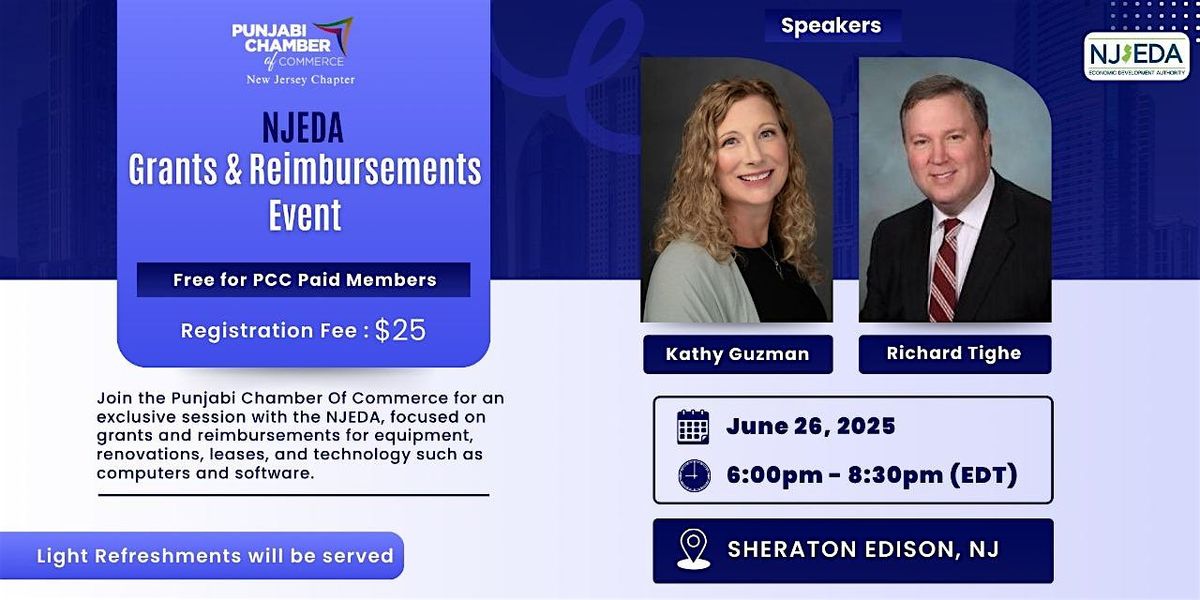 NJEDA Grants & Reimbursement Event, 26 June | Event in Edison | AllEvents