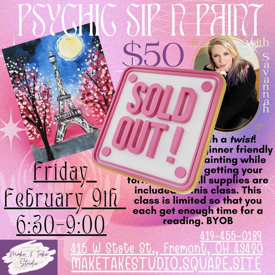 Psychic Sip N Paint Paris, Make & Take Studio, Fremont, February 9 2024