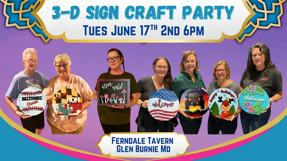 3-D Wood Sign Craft Night @ Ferndale Tavern with Maryland Craft Parties, 17 June | Event in Glen Burnie | AllEvents