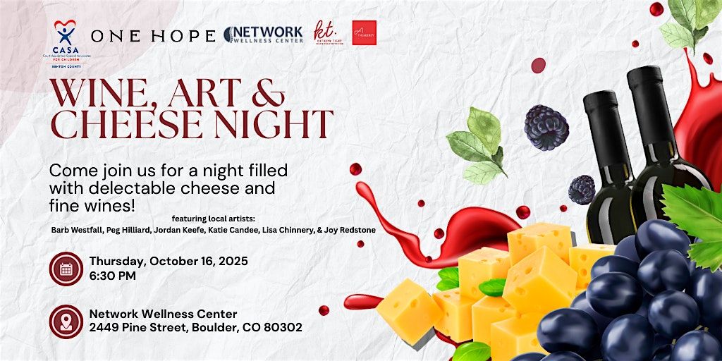Wine, Art & Cheese Night, 16 October | Event in Boulder | AllEvents