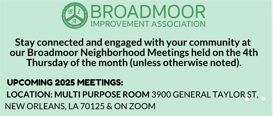 2025 Broadmoor Neighborhood Meetings, 26 June | Event in New Orleans | AllEvents